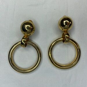 Vintage 80’s Gold tone Hoop Earrings with Ball Accent